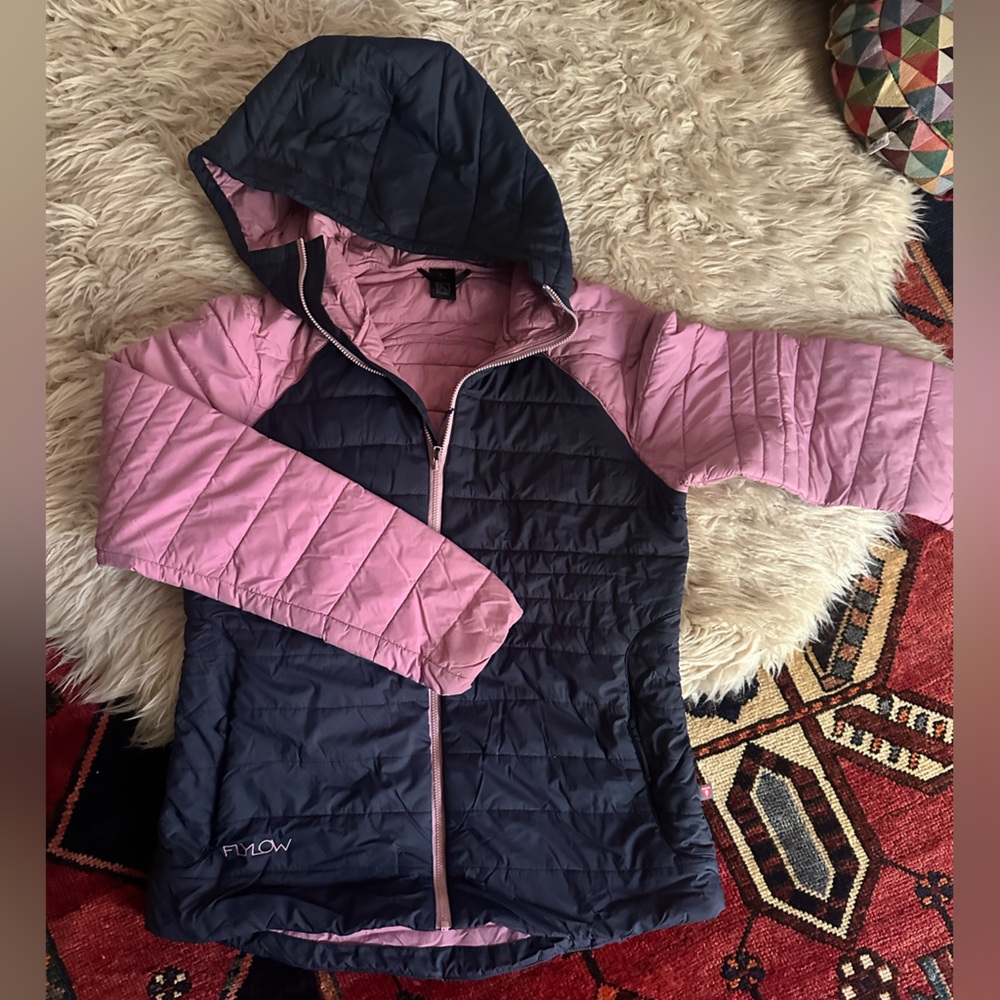 Women’s Two-Tone Pink & Navy Ski Jacket with Hood